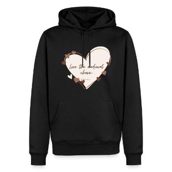 Ich liebe mit Herz Gent - Männer Premium Bio Hoodie - Schwarz - Vorne - Nico (187cm)