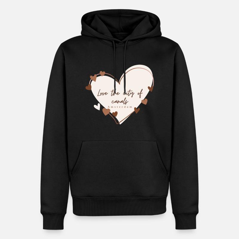 J’aime avec cœur Amsterdam - Sweat à capuche Premium bio Homme - noir
