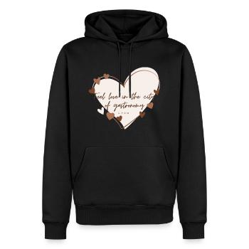 J’aime avec cœur Lyon - Sweat à capuche Premium bio Homme - noir - Devant - Nico (187cm)