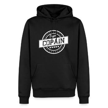 Super copain - Sweat à capuche Premium bio Homme - noir - Devant - Nico (187cm)