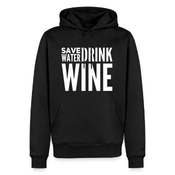 Save Water Drink Wine - Funny Wine Saying - Men’s Premium Organic Hoodie - black - Front - Nico (187cm)