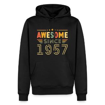 Vintage Legend 1957 Geschenk von 1957 - Jahrgang 1957 - Männer Premium Bio Hoodie - Schwarz - Vorne - Nico (187cm)