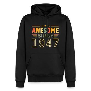 Millésime Légende 1947 Cadeau de 1947 - Né en 1947 - Sweat à capuche Premium bio Homme - noir - Devant - Nico (187cm)