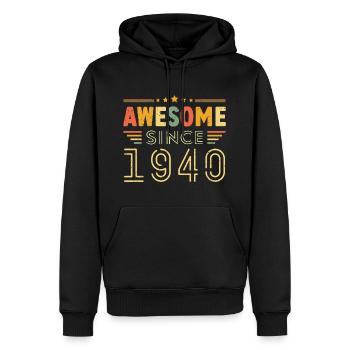Millésime Légende 1940 Cadeau de 1940 - Né en 1940 - Sweat à capuche Premium bio Homme - noir - Devant - Nico (187cm)