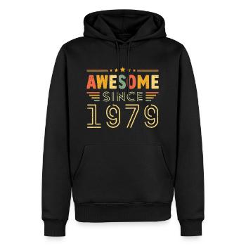 Vintage Legend 1979 Geschenk von 1979 - Jahrgang 1979 - Männer Premium Bio Hoodie - Schwarz - Vorne - Nico (187cm)