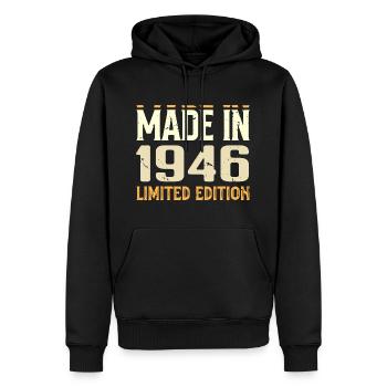 Tolles Geschenk zum Jubiläum von 1946 von 1946 Retro - Männer Premium Bio Hoodie - Schwarz - Vorne - Nico (187cm)