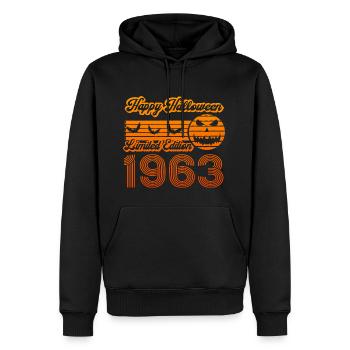 Halloween Pumpkin Birthday Year of Construction 1963 Vintage - Men’s Premium Organic Hoodie - black - Front - Nico (187cm)