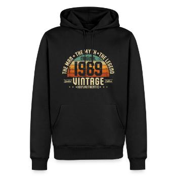 1969 Vintage Born Man Myth Legend - Sweat à capuche Premium bio Homme - noir - Devant - Nico (187cm)