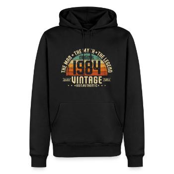 1984 Vintage Born Man Myth Legend - Sweat à capuche Premium bio Homme - noir - Devant - Nico (187cm)