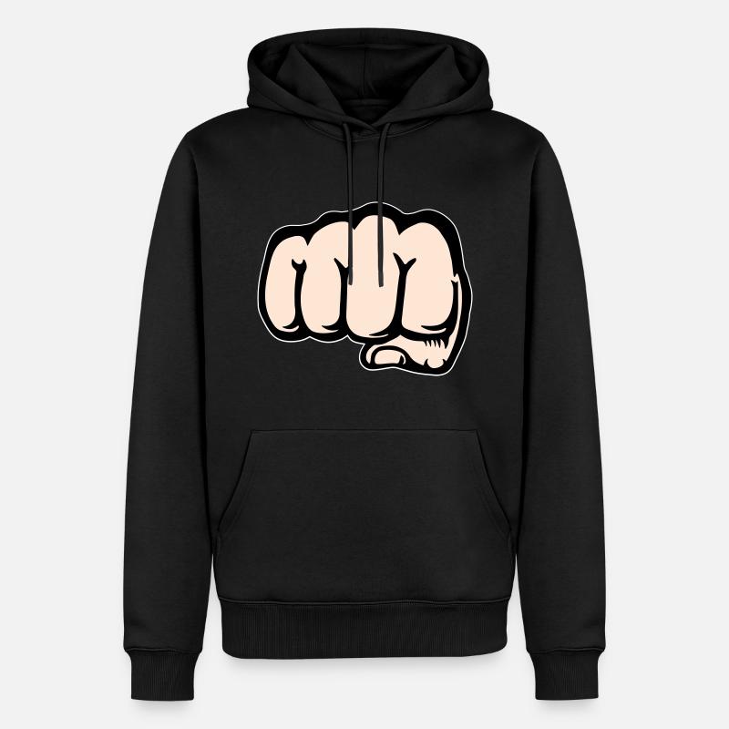 Faust Hand Symbol vorne - Männer Premium Bio Hoodie - Schwarz