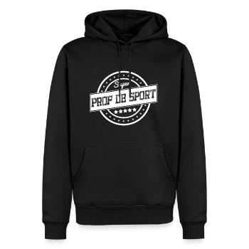 Super prof de sport - blanc - Sweat à capuche Premium bio Homme - noir - Devant - Nico (187cm)
