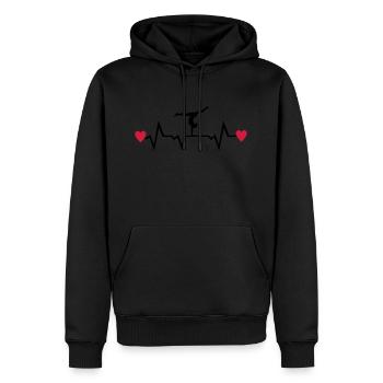 Turnen, Turnerin, Herzschlag 2farbig - Männer Premium Bio Hoodie - Schwarz - Vorne - Nico (187cm)