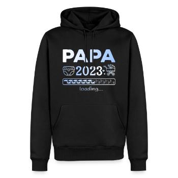 Papa-à-être 2023 Chargement Grossesse Père - Sweat à capuche Premium bio Homme - noir - Devant - Nico (187cm)