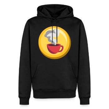 Kaffee Sticker Gold Icon Cafe Barista - Männer Premium Bio Hoodie - Schwarz - Vorne - Nico (187cm)