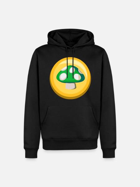 Icône d’autocollant de champignon vert - Sweat à capuche Premium bio Homme - noir