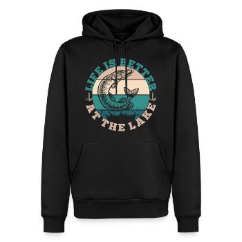 LIFE IS BETTER AT THE LAKE - Männer Premium Bio Hoodie - Schwarz - Vorne - Nico (187cm)