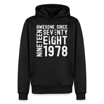 Génial depuis 1978 Année du cadeau d’anniversaire - Sweat à capuche Premium bio Homme - noir - Devant - Nico (187cm)