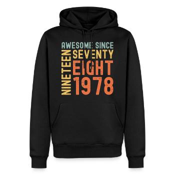 Génial depuis 1978 Année du cadeau d’anniversaire - Sweat à capuche Premium bio Homme - noir - Devant - Nico (187cm)