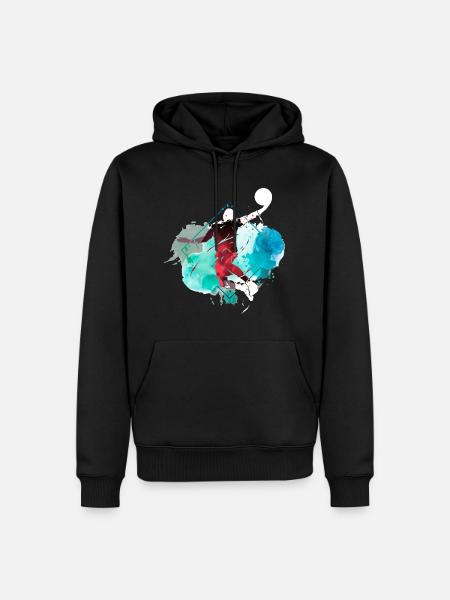 Basketball Basketballspieler Dunking Splash Bunt - Männer Premium Bio Hoodie - Schwarz