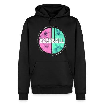 Baseball Ball Spieler USA Sport Vintage Retro - Männer Premium Bio Hoodie - Schwarz - Vorne - Nico (187cm)