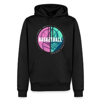 Basketteur Basketteur Basket Dunking Sport Vintage - Sweat à capuche Premium bio Homme - noir - Devant - Nico (187cm)