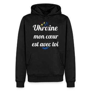 Ukraine mon coeur est avec toi - Sweat à capuche Premium bio Homme - noir - Devant - Nico (187cm)
