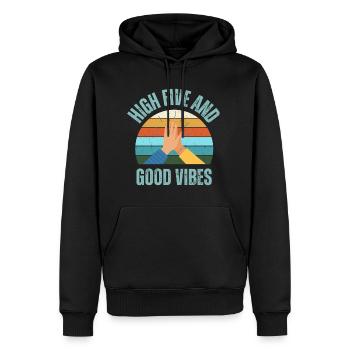 High Five und gute Laune - Männer Premium Bio Hoodie - Schwarz - Vorne - Nico (187cm)