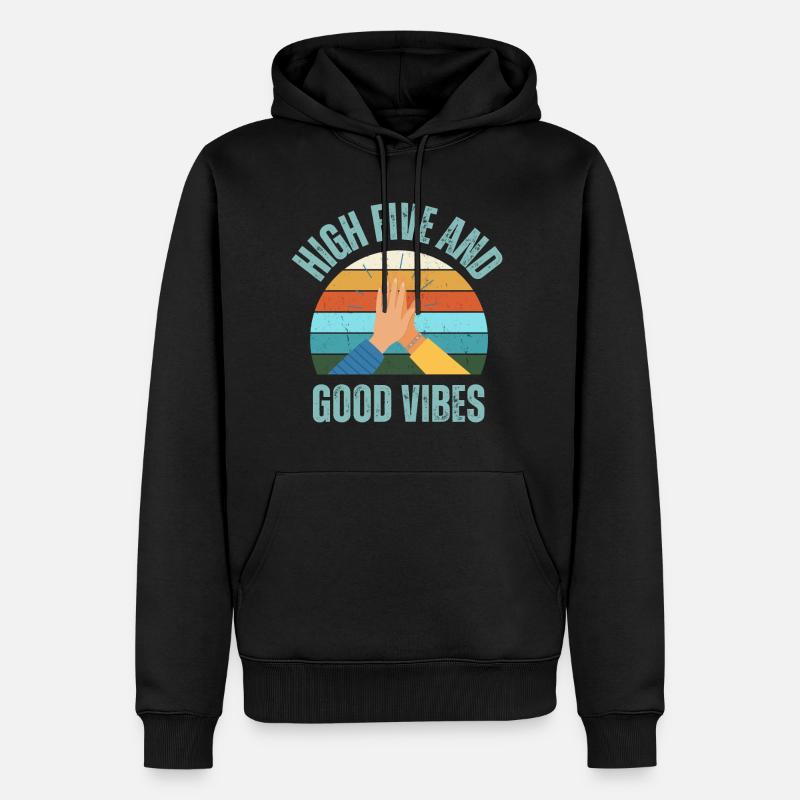 High Five und gute Laune - Männer Premium Bio Hoodie - Schwarz