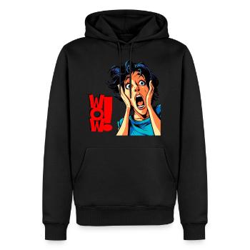 Scream WOW - Men’s Premium Organic Hoodie - black - Front - Nico (187cm)