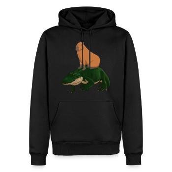 Capybara Alligator - Sweat à capuche Premium bio Homme - noir - Devant - Nico (187cm)
