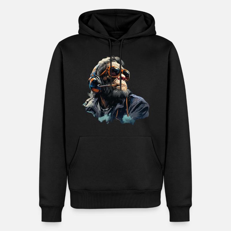 Gamer Chimp mit Headset - Männer Premium Bio Hoodie - Schwarz