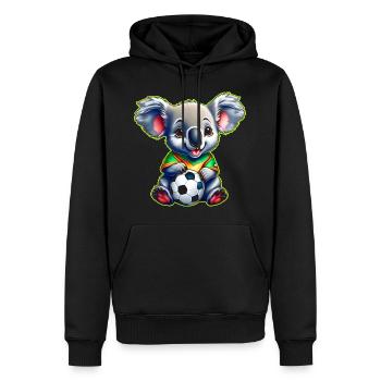 Ours Koala mignon avec ballon de football - Sweat à capuche Premium bio Homme - noir - Devant - Nico (187cm)