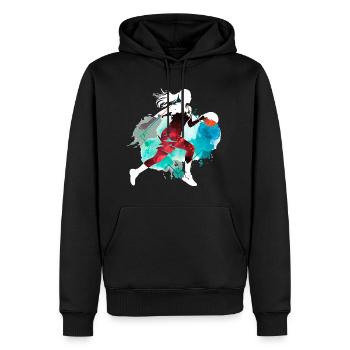 Basket-ball Femme Basketteur Joueur de basket-ball - Sweat à capuche Premium bio Homme - noir - Devant - Nico (187cm)