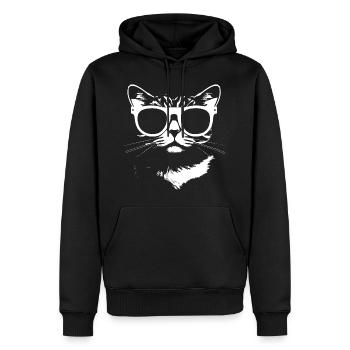 Drôle de chat avec des lunettes de soleil Chaton Sunglas Cats - Sweat à capuche Premium bio Homme - noir - Devant - Nico (187cm)