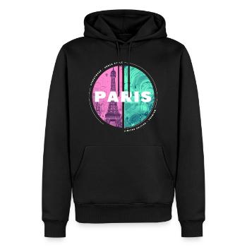 Paris Skyline Tour Eiffel France City Circle - Sweat à capuche Premium bio Homme - noir - Devant - Nico (187cm)
