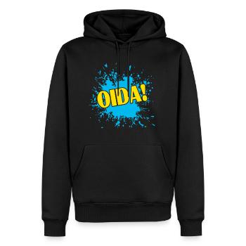 Oida, Spruch für Bayern, Bavaria - Männer Premium Bio Hoodie - Schwarz - Vorne - Nico (187cm)