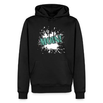 Moin moin - Männer Premium Bio Hoodie - Schwarz - Vorne - Nico (187cm)