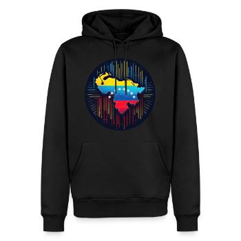 Neon Venezuela Karte - Männer Premium Bio Hoodie - Schwarz - Vorne - Nico (187cm)