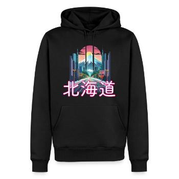 Hokkaido Evening Glow - Männer Premium Bio Hoodie - Schwarz - Vorne - Nico (187cm)