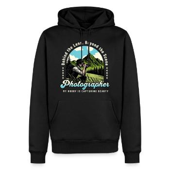 Photographer Photography Camera - Men’s Premium Organic Hoodie - black - Front - Nico (187cm)