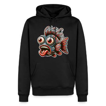 Fisch Crazy - Männer Premium Bio Hoodie - Schwarz - Vorne - Nico (187cm)