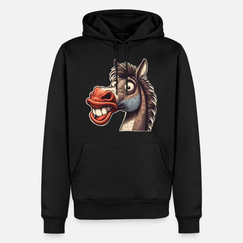 Pferd - Männer Premium Bio Hoodie - Schwarz