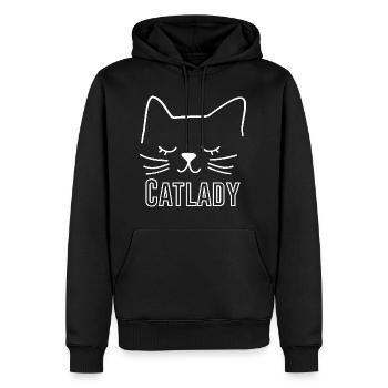 Katze Catlady Silhouette Umriss Lineart Kunst - Männer Premium Bio Hoodie - Schwarz - Vorne - Nico (187cm)