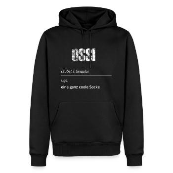 OSSI - eine coole Socke - Männer Premium Bio Hoodie - Schwarz - Vorne - Nico (187cm)