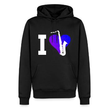 Saxophone Saxophoniste Femmes Hommes Saxophone - Sweat à capuche Premium bio Homme - noir - Devant - Nico (187cm)