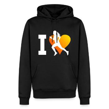 Herren Joggen Running Jogging Fitness Rennen - Männer Premium Bio Hoodie - Schwarz - Vorne - Nico (187cm)