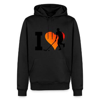 Floorball Hommes Floorball Jeux Hockey - Sweat à capuche Premium bio Homme - noir - Devant - Nico (187cm)