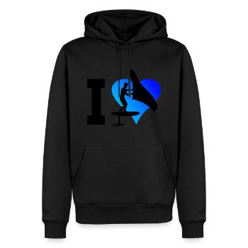 Damen wingsurfen wingsurf foilwing Herren - Männer Premium Bio Hoodie - Schwarz - Vorne - Nico (187cm)