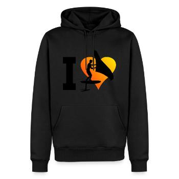 foilwing Damen hydrofoil wingfoil Herren wingsurf - Männer Premium Bio Hoodie - Schwarz - Vorne - Nico (187cm)