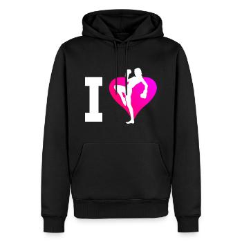 Kickboxing Hommes Femmes Kickboxing Boxe Kickboxing - Sweat à capuche Premium bio Homme - noir - Devant - Nico (187cm)